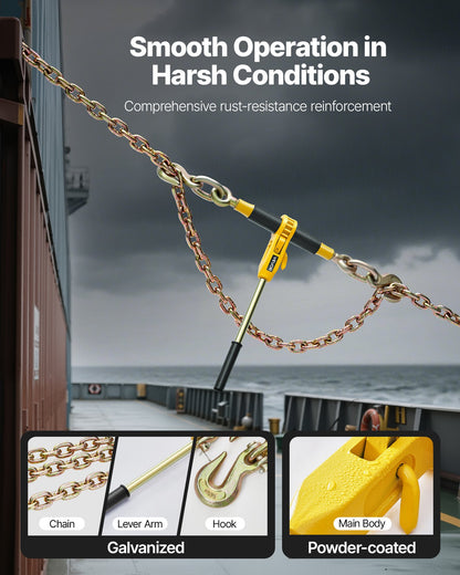Ratchet Chain Binder, 3/8 in x 20 ft G80 Chains, 9200 lbs Working Load of Ratchet Load Binder, Chains and Binders Set, Tie Down Hauling Chain Binders for Hauling, Towing, Logging, Lifting
