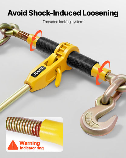 Ratchet Chain Binder, 3/8 in x 20 ft G80 Chains, 9200 lbs Working Load of Ratchet Load Binder, Chains and Binders Set, Tie Down Hauling Chain Binders for Hauling, Towing, Logging, Lifting