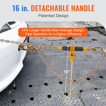 Ratchet Chain Binder, 5/16"-3/8" Heavy Duty Load Binders, with G80 Chains 7100 lbs Secure Load Limit, Labor-saving Anti-skid Handle, Tie Down Hauling Chain Binders for Flatbed Truck Trailer, 4 P