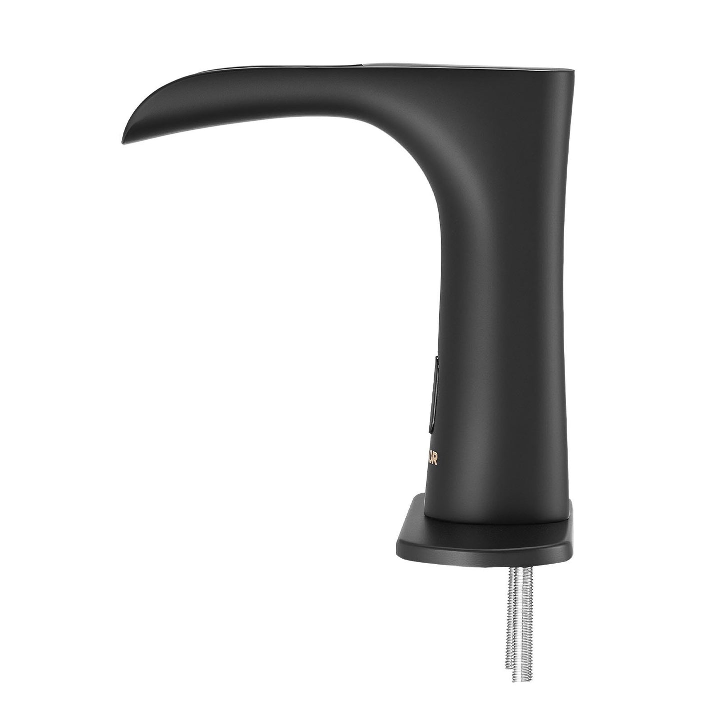 Touchless Bathroom Sink Faucet, Automatic Motion Sensor Waterfall Restroom Toilet Faucet with Hole Cover Plate, Modern Electronic Sensor Hot/Cold Water for 9/16 in Pipe Commercial,Matte Black