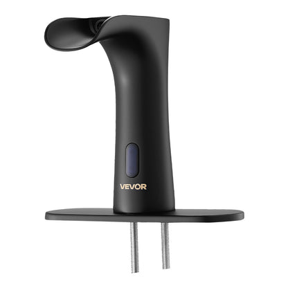 Touchless Bathroom Sink Faucet, Automatic Motion Sensor Waterfall Restroom Toilet Faucet with Hole Cover Plate, Modern Electronic Sensor Hot/Cold Water for 9/16 in Pipe Commercial,Matte Black