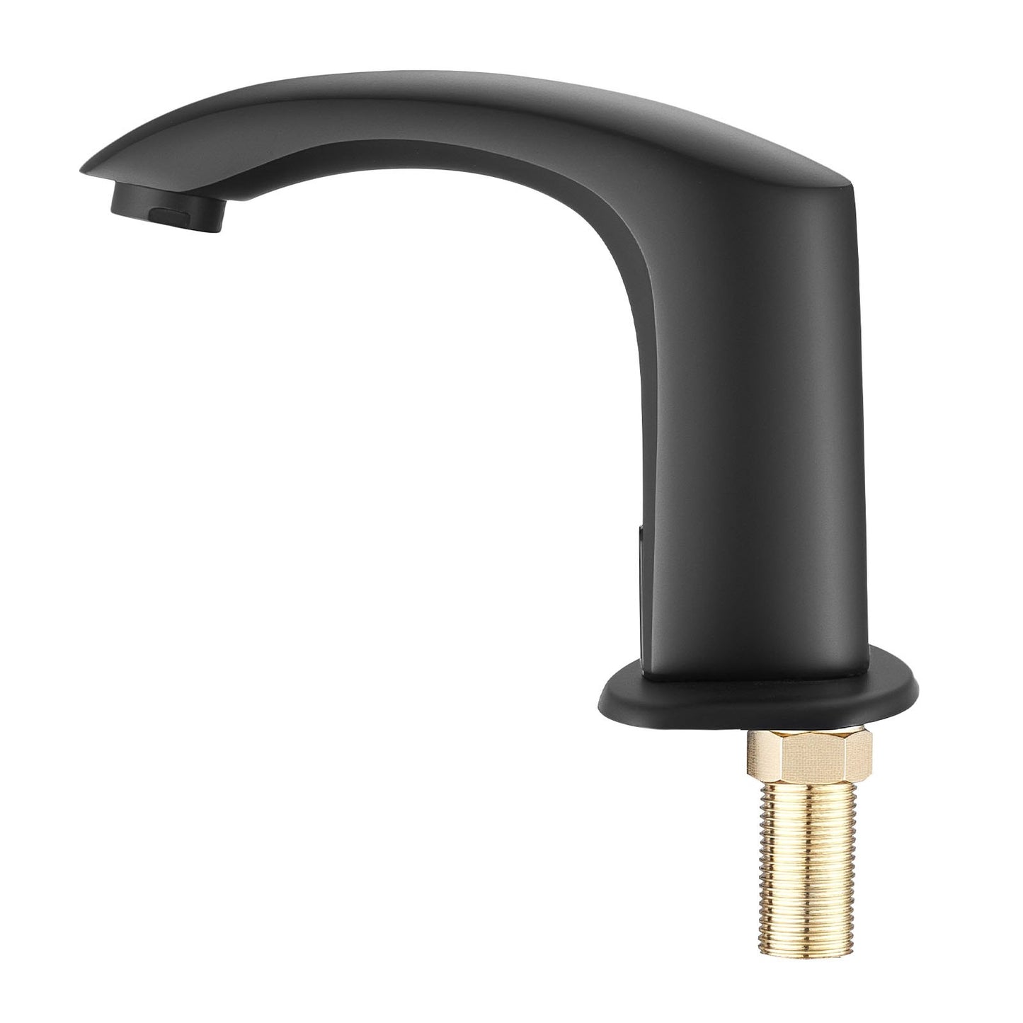 Touchless Bathroom Sink Faucet, Automatic Motion Sensor Restroom Toilet Faucet with Hole Cover Plate, Battery Operated,Adjustable Temperature for 9/16 in Pipe Commercial Lavatory,Matte Black