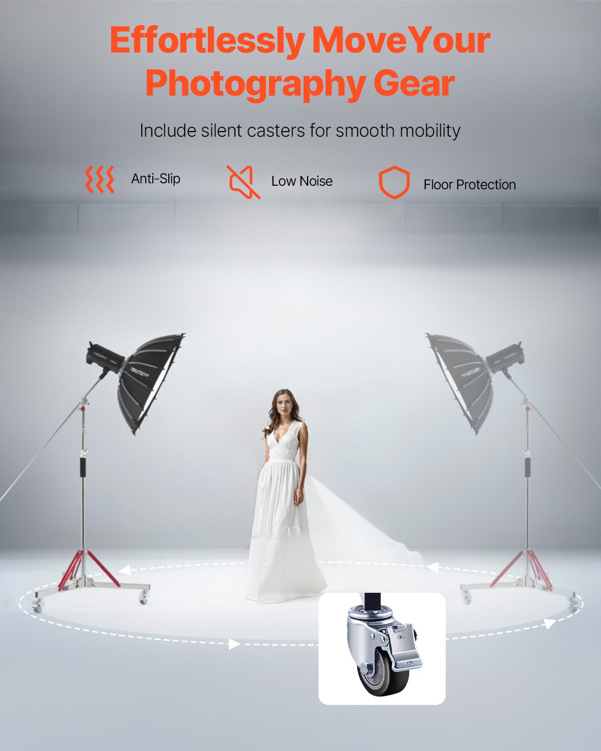 Hochleistungs-Lichtstativ mit Rädern, maximale Höhe 10,5 Fuß/320 cm, Stativständer