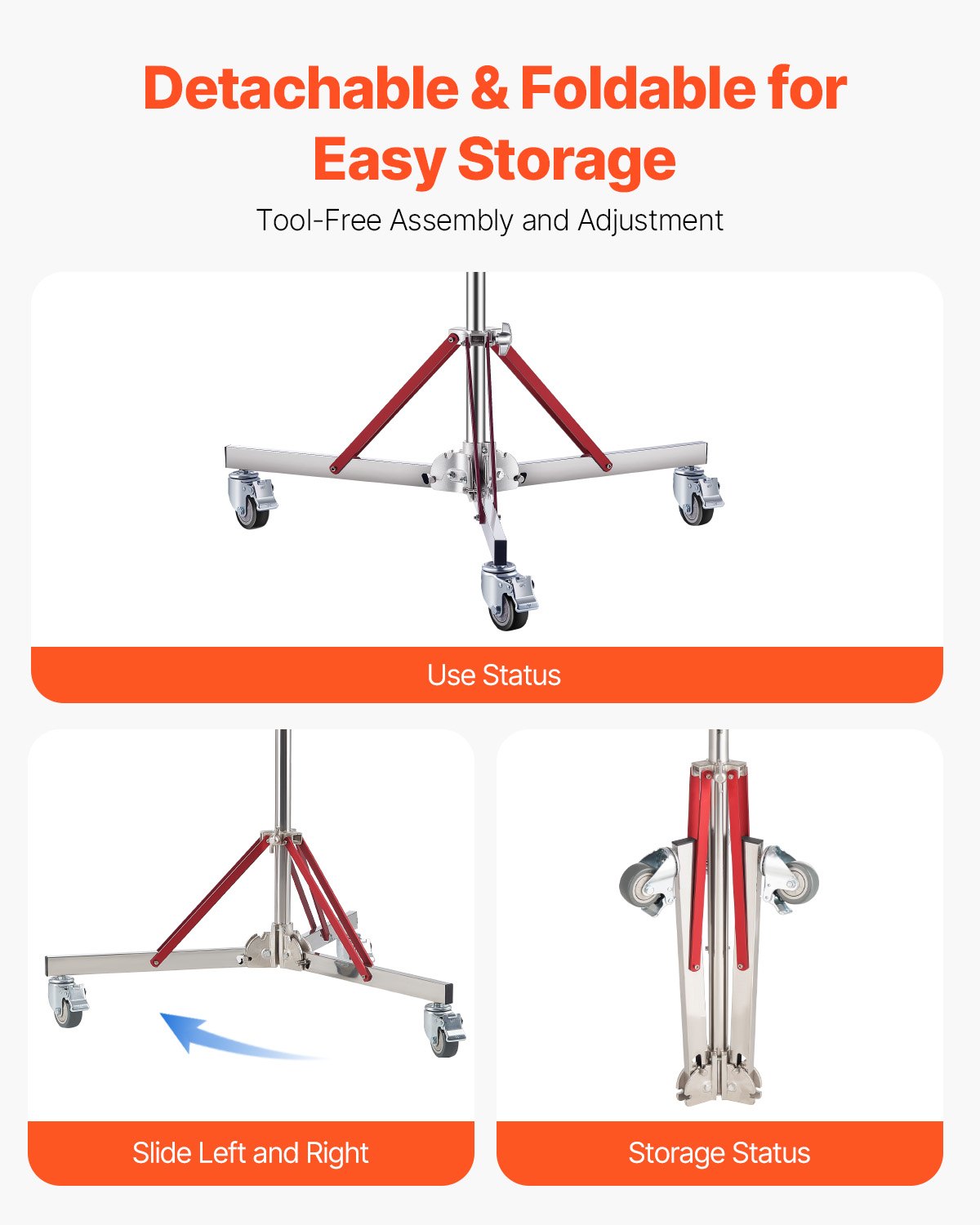 Hochleistungs-Lichtstativ mit Rädern, maximale Höhe 10,5 Fuß/320 cm, Stativständer