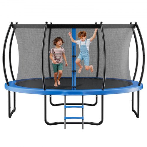 Outdoor Trampoline, 10FT Recreational Trampoline, ASTM Approved Trampolines with Enclosure Net & Thickened Pad, Max 265 lbs Weight Capacity, Anti-Rust Backyard Trampolines for Kids & Adults