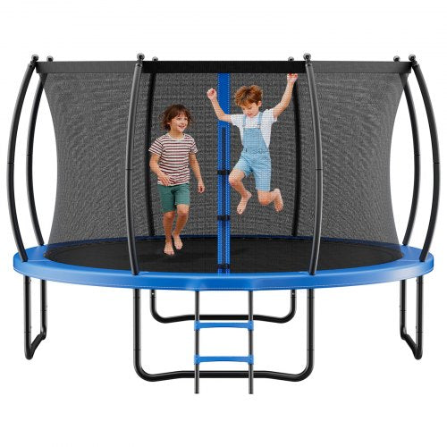 Outdoor Trampoline, 14FT Recreational Trampoline, ASTM Approved Trampolines with Enclosure Net & Thickened Pad, Max 450 lbs Weight Capacity, Anti-Rust Backyard Trampolines for Kids & Adults