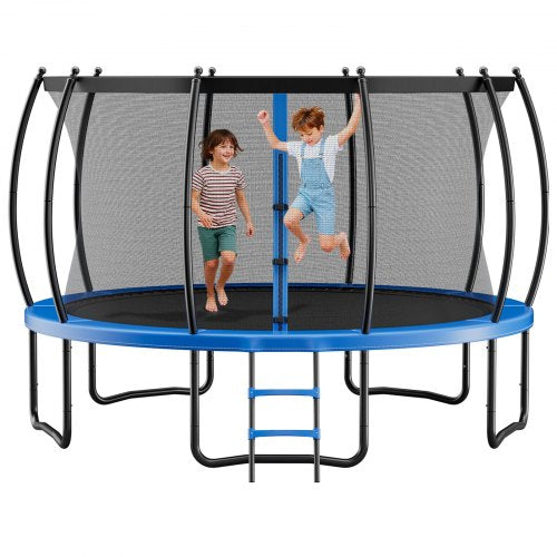 Outdoor Trampoline, 15FT Recreational Trampoline, ASTM Approved Trampolines with Enclosure Net & Thickened Pad, Max 470 lbs Weight Capacity, Anti-Rust Backyard Trampolines for Kids & Adults
