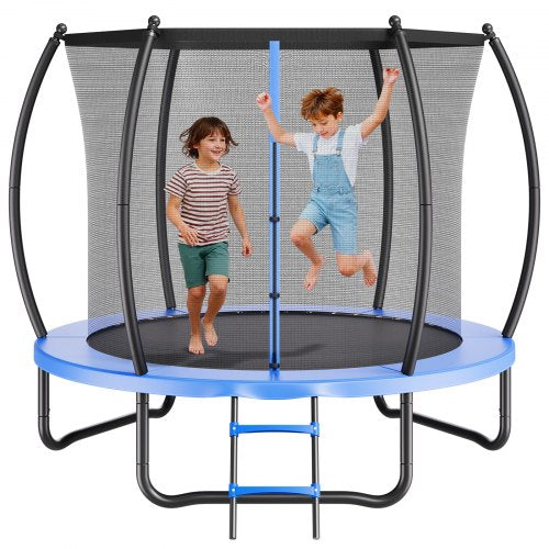 Outdoor Trampoline, 8FT Recreational Trampoline, ASTM Approved Trampolines with Enclosure Net & Thickened Pad, Max 265 lbs Weight Capacity, Anti-Rust Backyard Trampolines for Kids & Adults