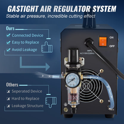Plasma Cutter, 50Amp, Non-Touch Pilot Arc Air Cutting Machine with Torch, 110V/220V Dual Voltage AC IGBT Inverter Metal Cutting Equipment for 1/2" Clean Cut Aluminum and Stainless Steel