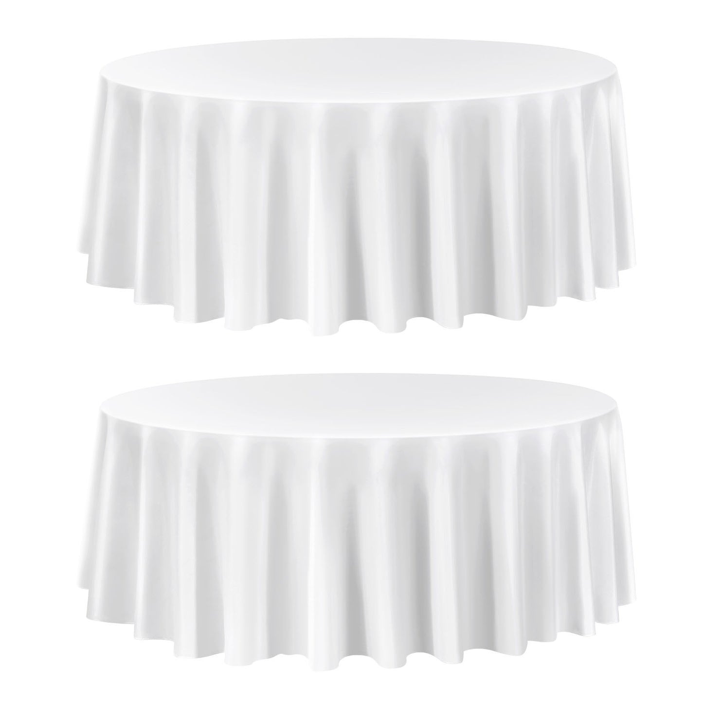 White Round Tablecloths 2 Pack, 120 Inches in Diameter, Stain- & Wrinkle- Resistant, Machine Washable Table Clothes, Polyester Fabric Table Covers for Wedding, Party, Banquet, Formal Events