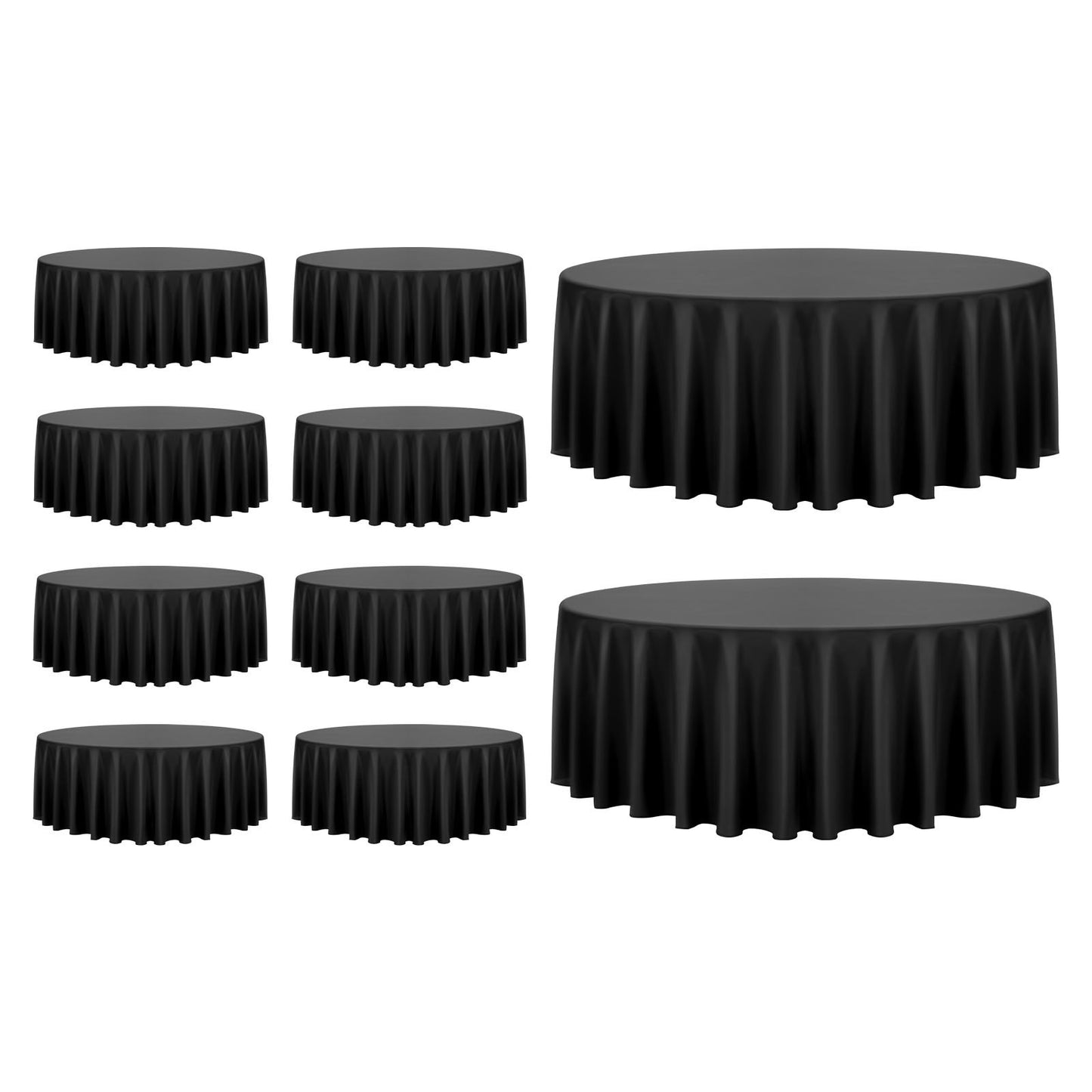 Black Round Tablecloths 10 Pack, 120 Inches in Diameter, Stain- & Wrinkle- Resistant, Machine Washable Table Clothes, Polyester Fabric Table Covers for Wedding, Party, Banquet, Formal Events