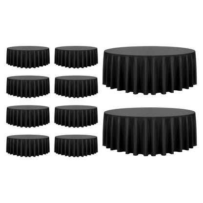 Black Round Tablecloths 10 Pack, 120 Inches in Diameter, Stain- & Wrinkle- Resistant, Machine Washable Table Clothes, Polyester Fabric Table Covers for Wedding, Party, Banquet, Formal Events