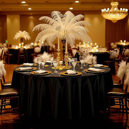 Black Round Tablecloths 6 Pack, 120 Inches in Diameter, Stain- & Wrinkle- Resistant, Machine Washable Table Clothes, Polyester Fabric Table Covers for Wedding, Party, Banquet, Formal Events