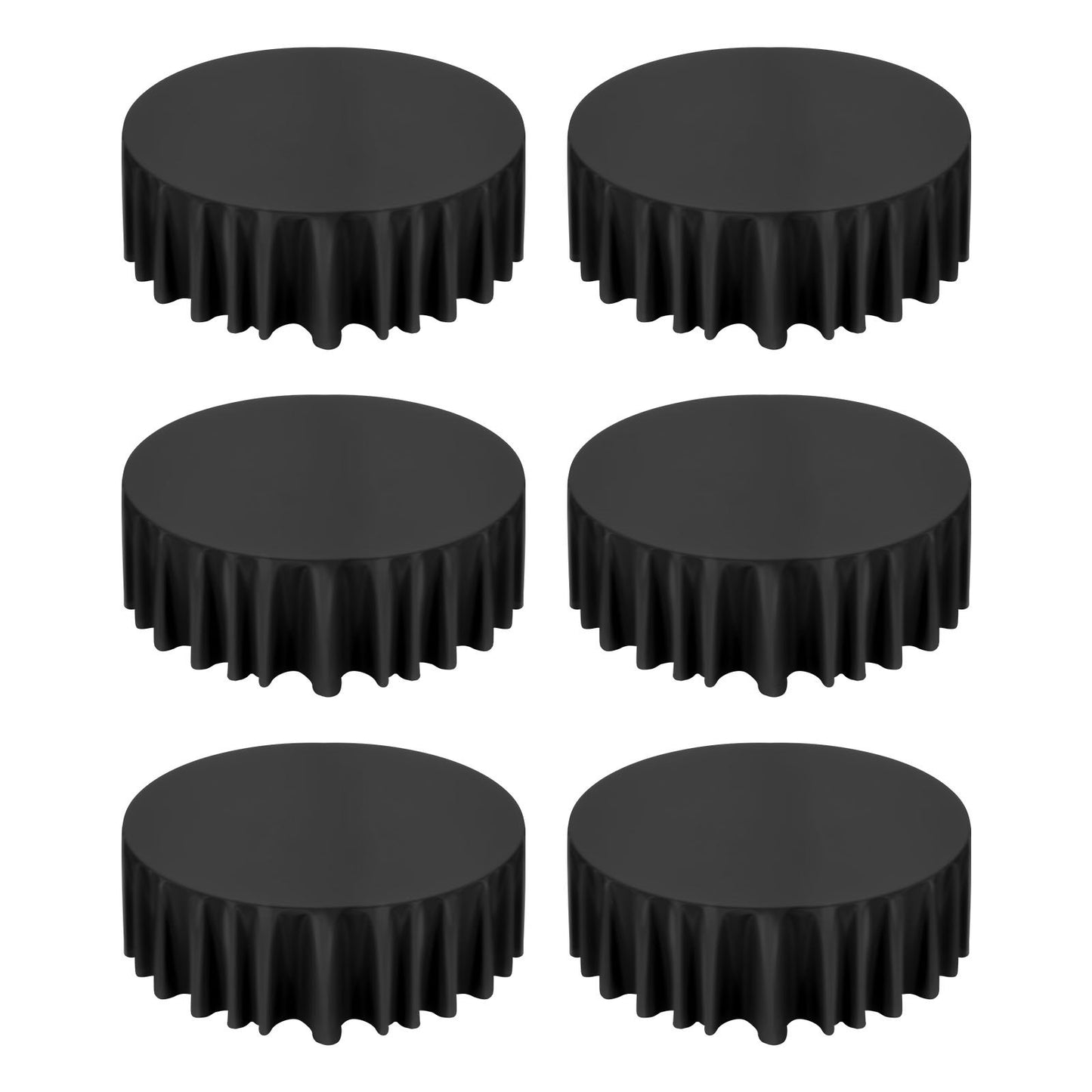 Black Round Tablecloths 6 Pack, 120 Inches in Diameter, Stain- & Wrinkle- Resistant, Machine Washable Table Clothes, Polyester Fabric Table Covers for Wedding, Party, Banquet, Formal Events