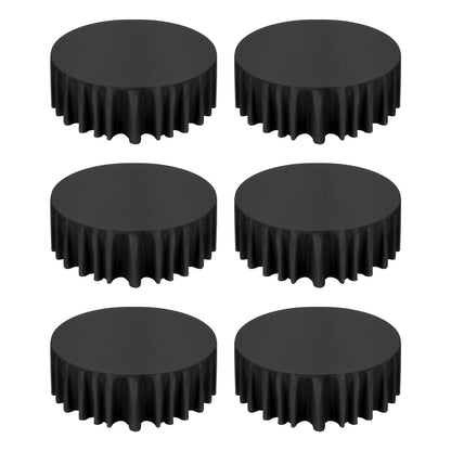 Black Round Tablecloths 6 Pack, 120 Inches in Diameter, Stain- & Wrinkle- Resistant, Machine Washable Table Clothes, Polyester Fabric Table Covers for Wedding, Party, Banquet, Formal Events