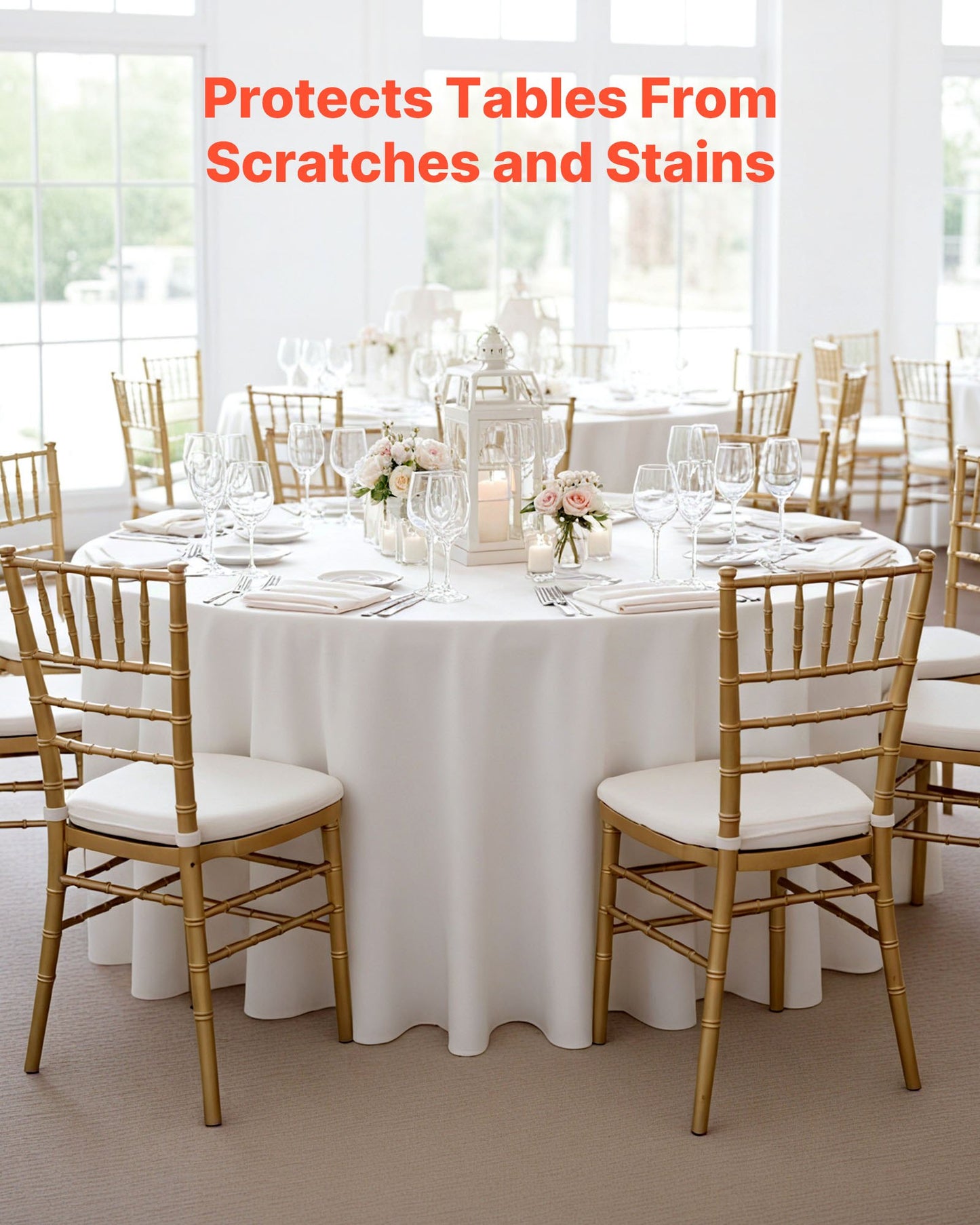 White Round Tablecloths 10 Pack, 132 Inches in Diameter, Stain- & Wrinkle- Resistant, Machine Washable Table Clothes, Polyester Fabric Table Covers for Wedding, Party, Banquet, Formal Events
