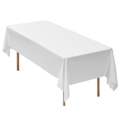 White Tablecloths for Rectangle Tables, 6 Pack, 60 x 102 Inches, Reusable and Machine Washable Table Clothes, Wrinkle-Resistant Polyester Fabric Table Covers for Wedding, Party, Banquet