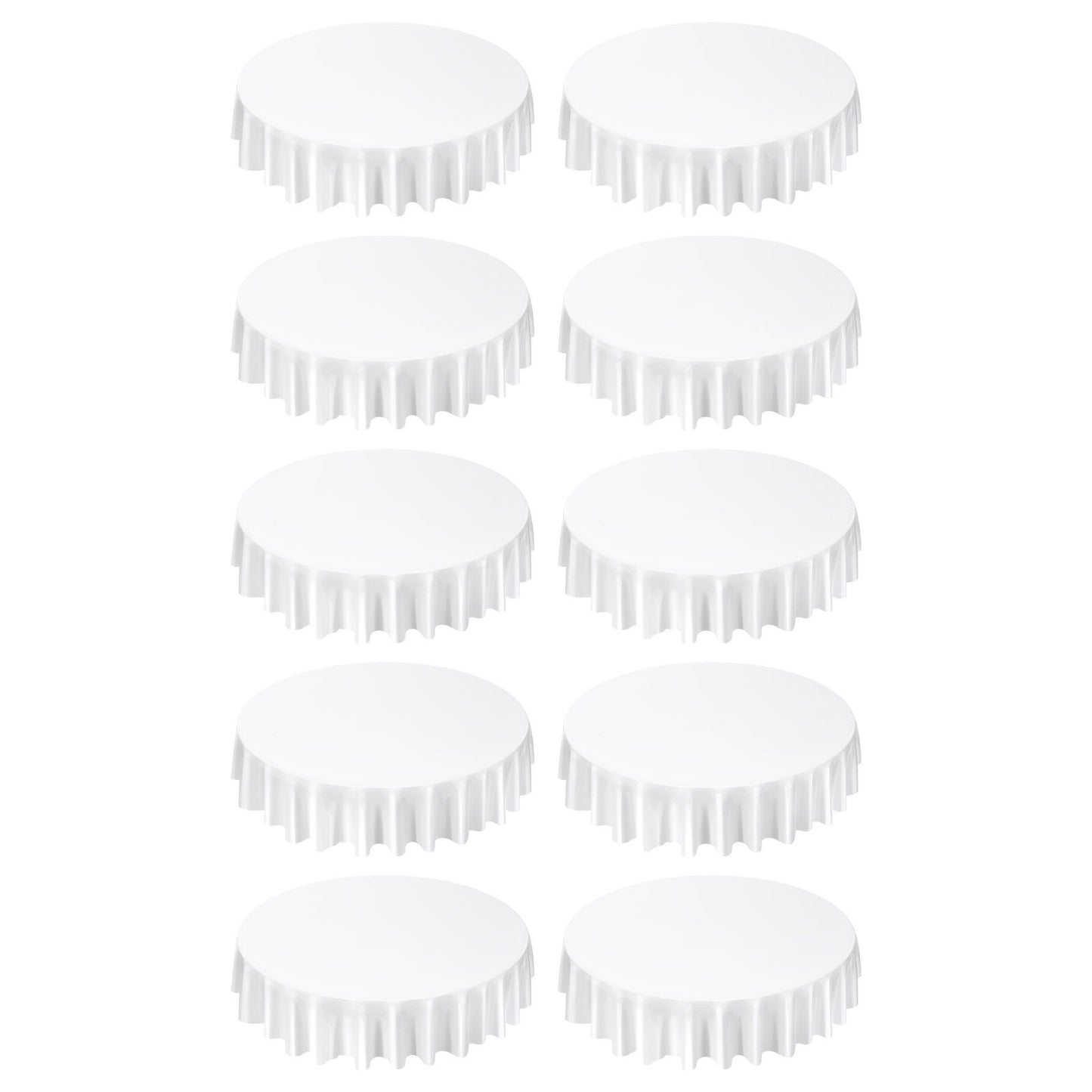 White Round Tablecloths 10 Pack, 90 Inches in Diameter, Stain- & Wrinkle- Resistant, Machine Washable Table Clothes, Polyester Fabric Table Covers for Wedding, Party, Banquet, Formal Events