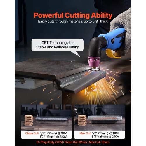 Plasmaskärare, 50A beröringsfri pilotbågsplasmaskärmaskin, 220V digital display IGBT-växelriktare med 2T/4T-funktion och justerbar PA/PT-tid för hemreparationer, verkstäder |  EU