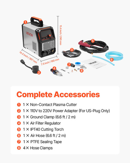 Plasma Cutter, 65A Non-Touch Pilot Arc Plasma Cutting Machine Non-High Frequency - with 2T/4T Function & Adjustable PT Time, 110V/220V Dual Voltage Digital Display IGBT Inverter
