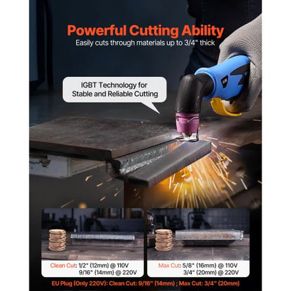 Plasmaskärare, 65A beröringsfri pilotbågsplasmaskärmaskin, 220V digital display IGBT-växelriktare med 2T/4T-funktion och justerbar PA/PT-tid för hemreparationer, verkstäder |  EU