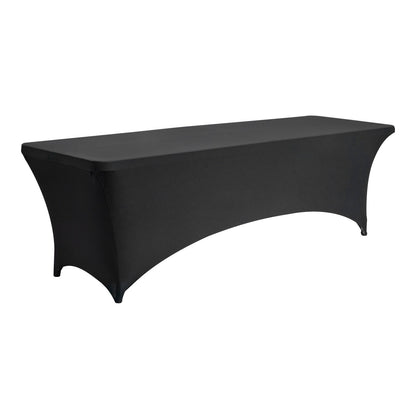6 Pack Table Cloth for 8FT Rectangular Fitted Events, Wrinkle-Resistant Stretch Black Table Covers, Washable Spandex Tablecloth Protector, for Party, Wedding, Cocktail, Banquet, Festival