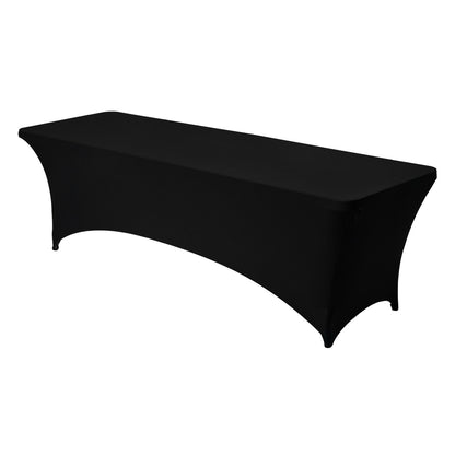 6 Pack Table Cloth for 8FT Rectangular Fitted Events, Wrinkle-Resistant Stretch Black Table Covers, Washable Spandex Tablecloth Protector, for Party, Wedding, Cocktail, Banquet, Festival
