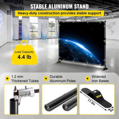 8FT Backdrop Banner Stand Step and Repeat Adjustable Telescopic Lightweight Trade Show Wall Exhibitor with Carrying Bag | EU