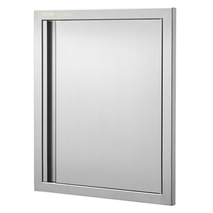 BBQ-Zugangstür, 457x533 mm einzelne Außenküchentür, Edelstahl-Einbautür, vertikale Wandtür mit versenktem Griff, für BBQ-Insel, Grillstation, Außenschrank