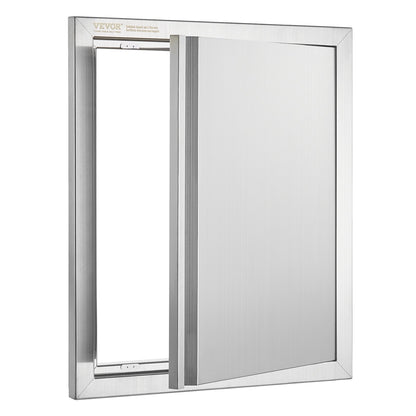 BBQ-Zugangstür, 457x533 mm einzelne Außenküchentür, Edelstahl-Einbautür, vertikale Wandtür mit versenktem Griff, für BBQ-Insel, Grillstation, Außenschrank