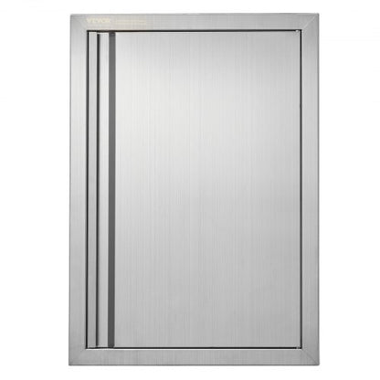 BBQ Access Door, 17W x 24H Inch Single Outdoor Kitchen Door, Stainless Steel Flush Mount Door, Wall Vertical Door with Recessed Handle, for BBQ Island, Grilling Station, Outside Cabinet