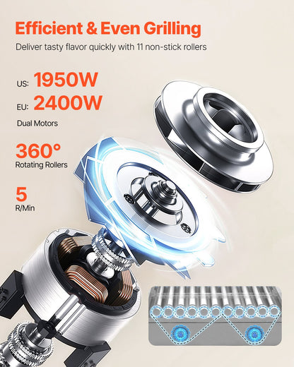 Hot Dog Roller, 30 Hot Dog 11 Rollers, Stainless Steel Sausage Grill Cooker, 1950W Hot Dog Machine with Bun Warmer, Cover, 3 Temp Control, Side Storage Box, Oil Drip Tray, for Home & Commercial