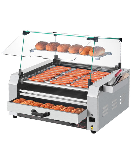 30 Hot Dog 11 Roller Elektrogrill Herd Maschine Brötchenwärmer 2400W