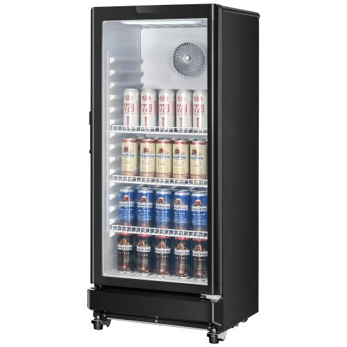 Commercial Merchandiser Refrigerator, 5.7 CU.FT Glass Door Display Refrigerator Upright Fridge, Beverage Refrigerator Cooler Merchandiser with 3 Adjustable Shelves and Soft LED Light, Black