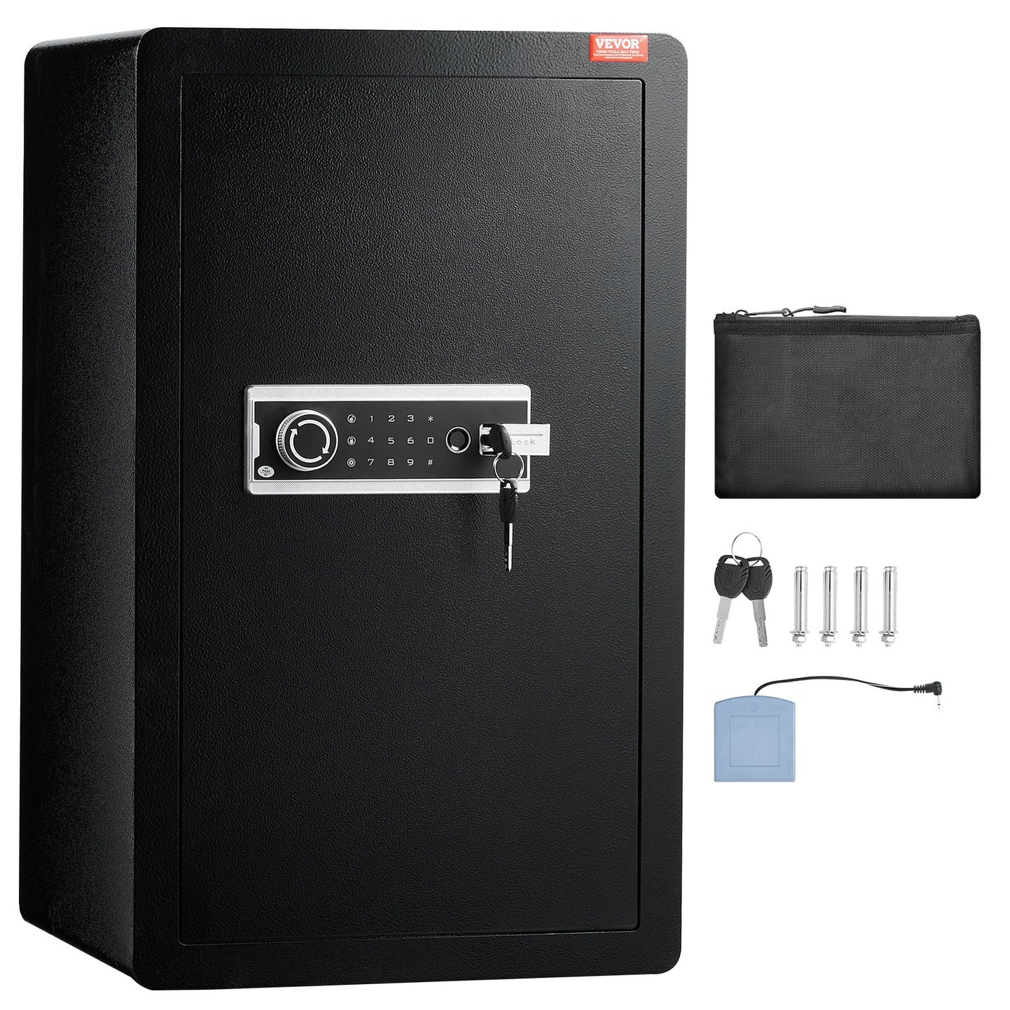 Single door 3.5 cu.ft safe with key lock password and fingerprint black