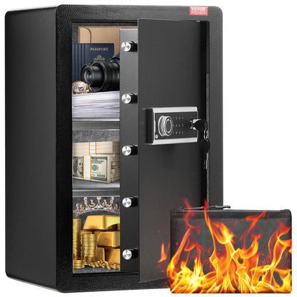 Single door 4.0 cu.ft safe with key lock and password LED light black