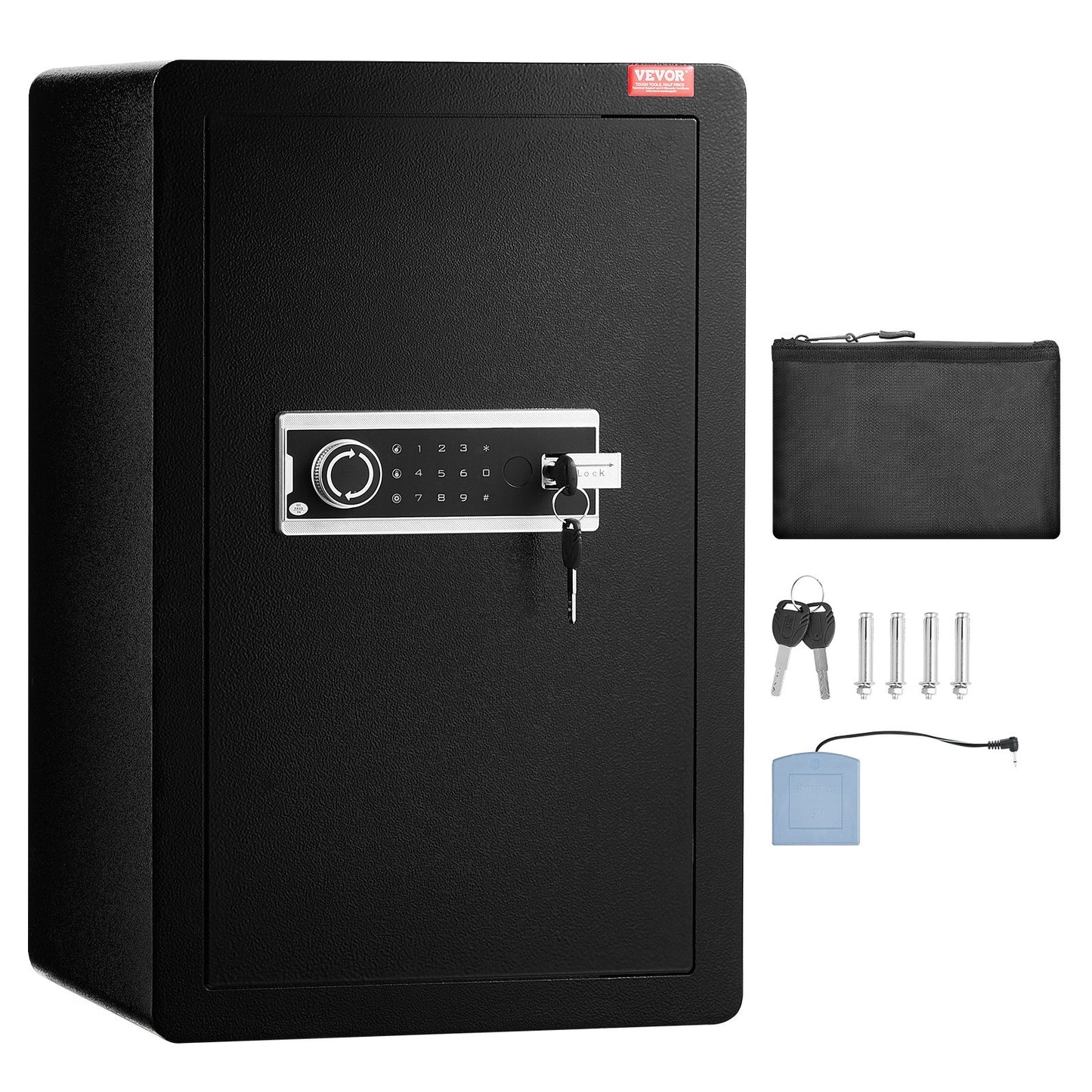 Single door 4.0 cu.ft safe with key lock and password LED light black
