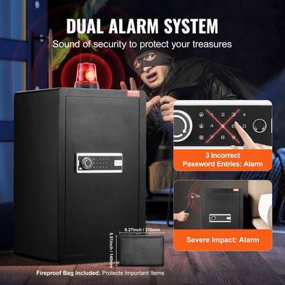 Single door 4.0 cu.ft safe with key lock &amp; password cabinet Black