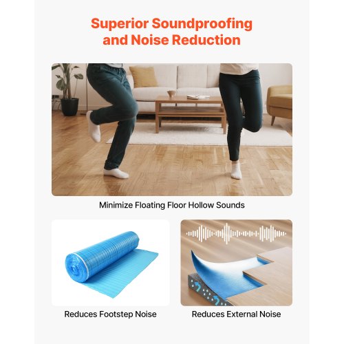 Bodenunterlage 18,6 m² 3 mm 3-in-1 Dampfsperre für Laminat Blau | EU