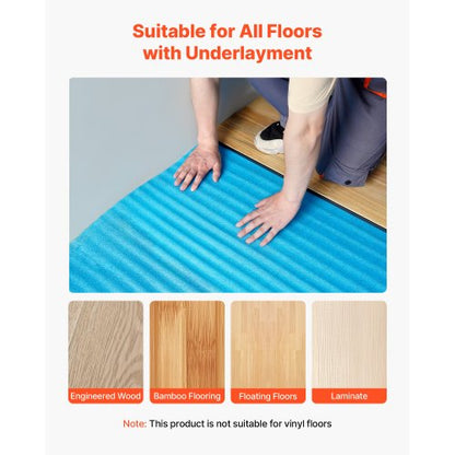 Bodenunterlage 18,6 m² 3 mm 3-in-1 Dampfsperre für Laminat Blau | EU