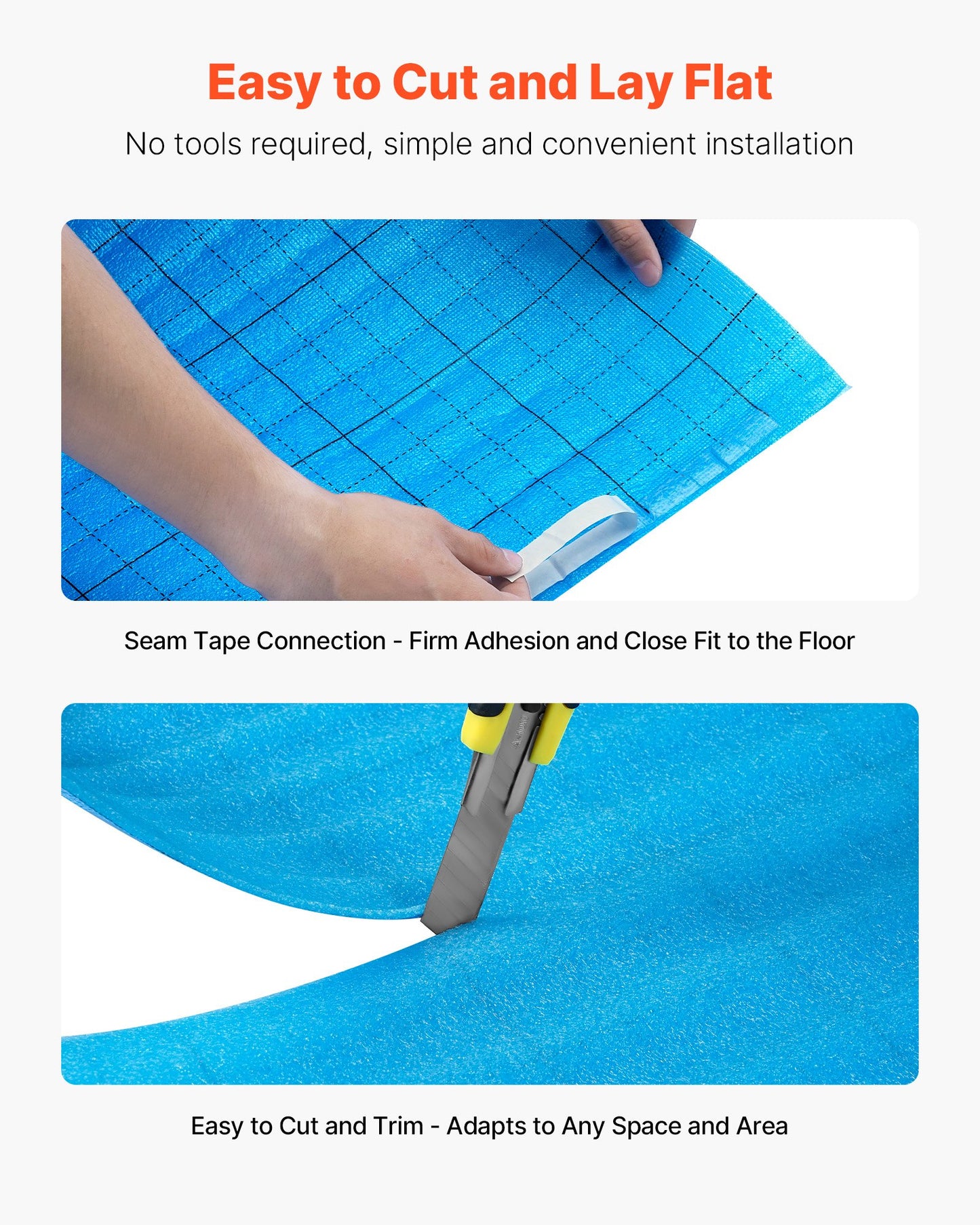Floor Underlayment 200 sq. ft/Roll, 3-in-1 3 mm Thick Flooring Padding with Tape & Vapor Barrier, Heavy Duty EPE Foam with Blue PE, Soundproofing and Noise Reduction,for Laminate Wood Floors