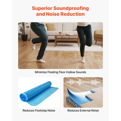 Bodenunterlage 27,9 m² 3 mm 3-in-1 Dampfsperre für Laminat Blau | EU