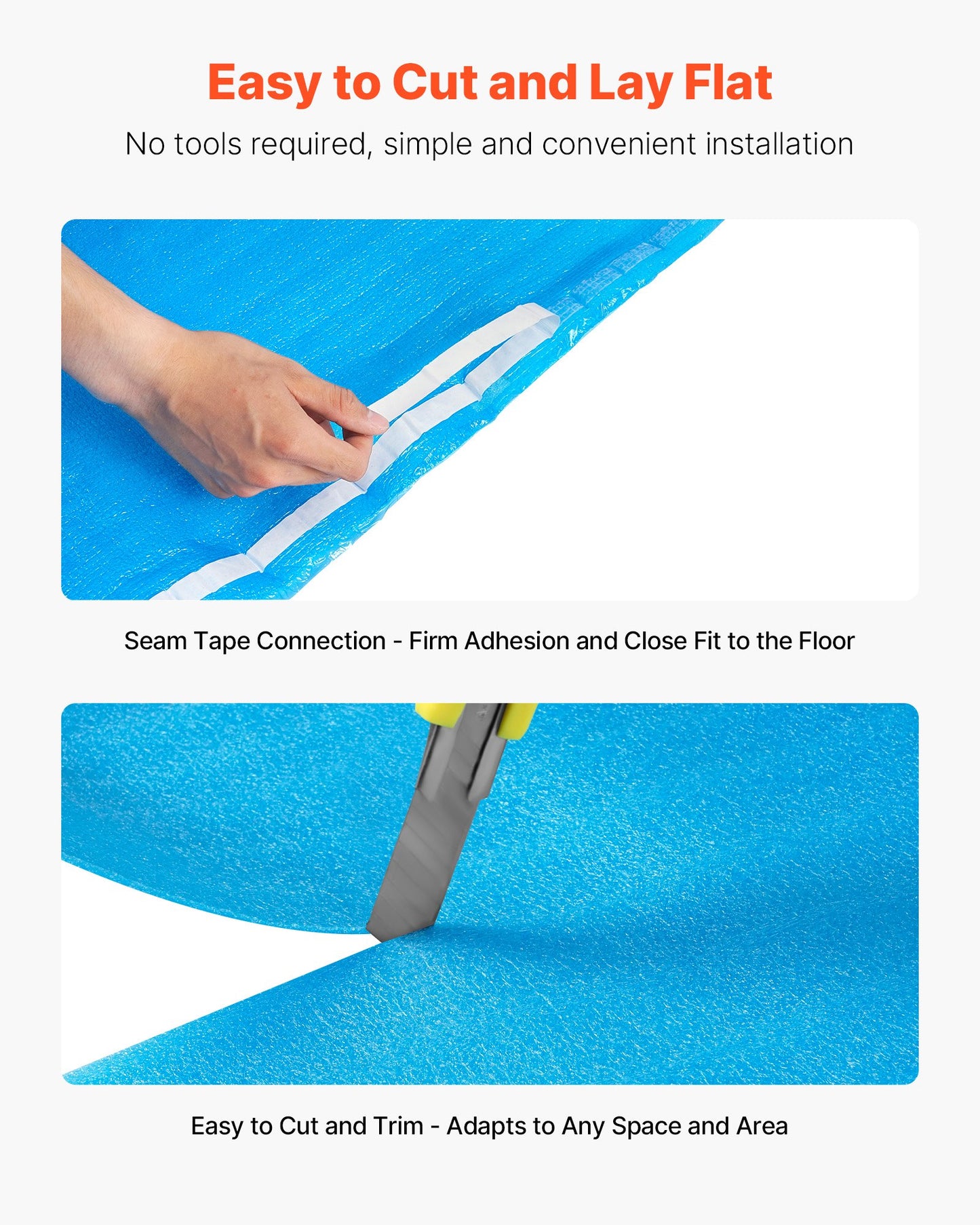 Floor Underlayment 300 sq. ft, 3-in-1 3 mm Thick Flooring Padding with Tape & Vapor Barrier, Heavy Duty EPE Foam Soundproofing & Noise Reduction, for Laminate Wood (3 Rolls x 100 sq. ft)