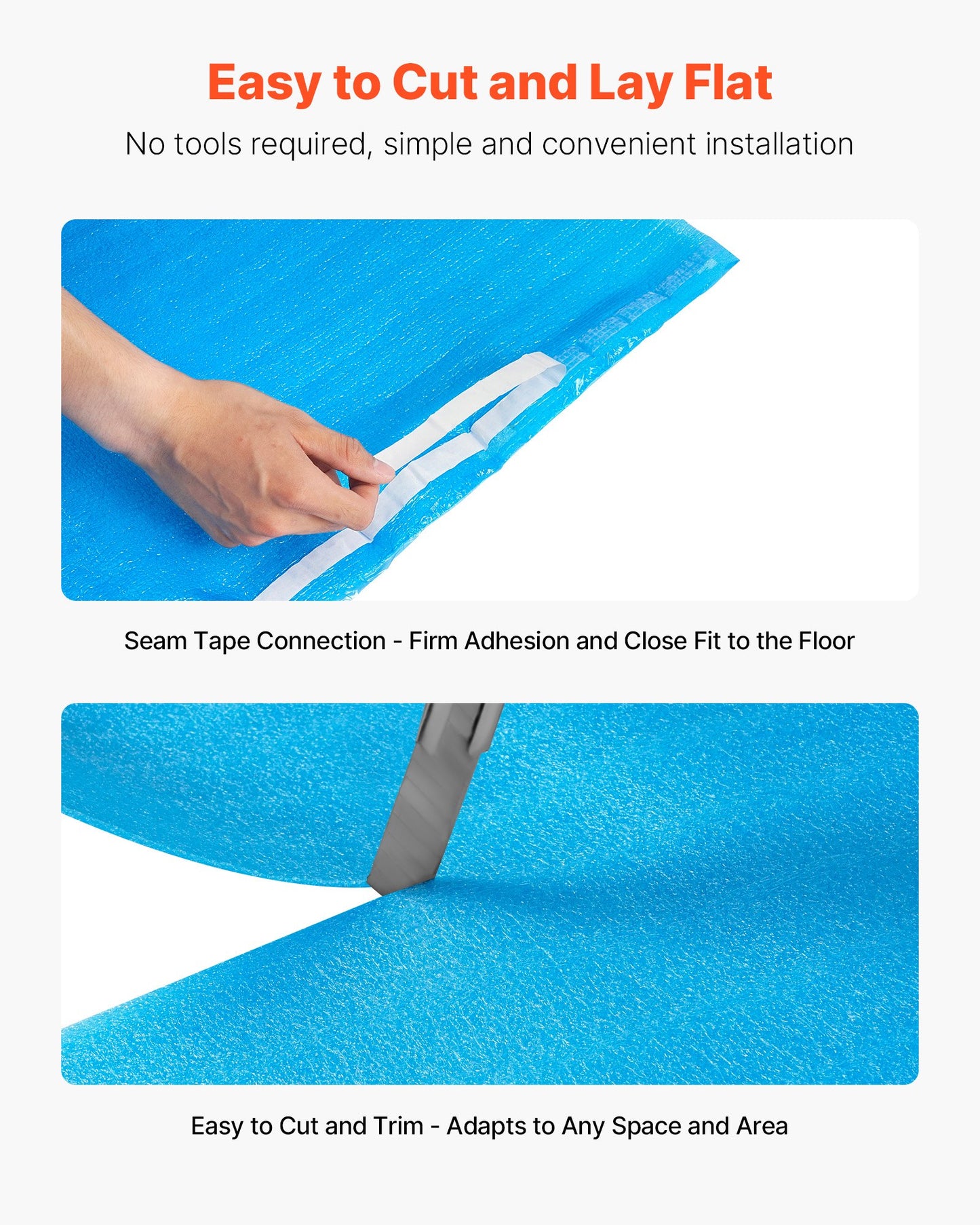 Floor Underlayment 600 sq. ft, 3-in-1 2 mm Thick Flooring Padding with Tape & Vapor Barrier, Heavy Duty EPE Foam Soundproofing & Noise Reduction, for Laminate Wood (6 Rolls x 100 sq. ft)
