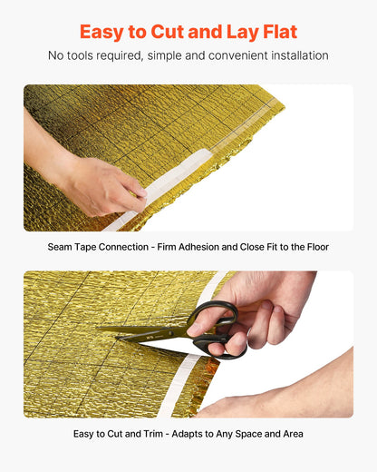 Floor Underlayment 200 sq. ft/Roll, 3-in-1 3 mm Thick Flooring Padding with Tape & Vapor Barrier, Heavy Duty EPE Foam with Gold PE, Soundproofing and Noise Reduction, for Laminate Wood Floors