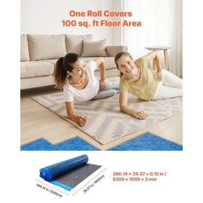 Golvunderlägg 9,3 m² 3 mm Återvunnen Fiber Ljud-/Ångspärr Blå |  EU