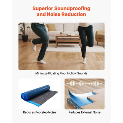 Golvunderlägg 9,3 m² 3 mm Återvunnen Fiber Ljud-/Ångspärr Blå |  EU