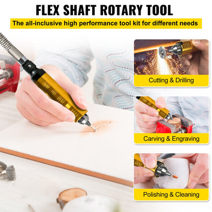 Flex Shaft Grinder 780W Rotary Tool 500-23000RPM Rotary Carver with 1/4\" 3-Jaw Chuck & Stepless Speed Foot Pedal Hanging Grinding Machine 131PCS Accessories for Jewelry Polishing Grinding DIY