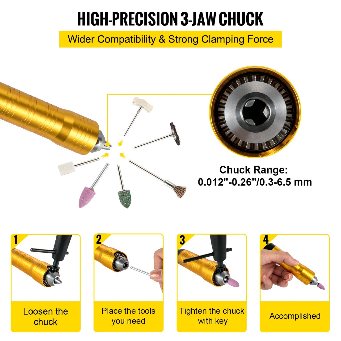 Flex Shaft Slipmaskin 780W Roterande Verktyg 500-23000RPM Rotary Carver med 1/4" 3-Käft Chuck & Steglös Fotpedal Hängande Slipmaskin 131ST Tillbehör för Smycken Polering Slipning DIY