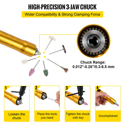 Flex Shaft Slipmaskin 780W Roterande Verktyg 500-23000RPM Rotary Carver med 1/4" 3-Käft Chuck & Steglös Fotpedal Hängande Slipmaskin 131ST Tillbehör för Smycken Polering Slipning DIY